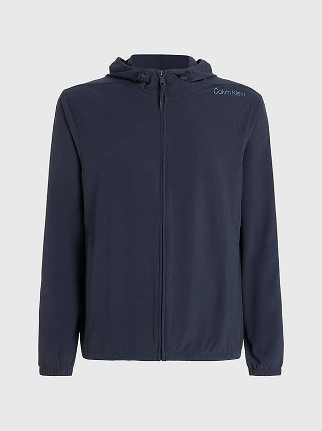 Black Calvin Klein Hooded Windbreaker Men Jacket | RTFX-60491
