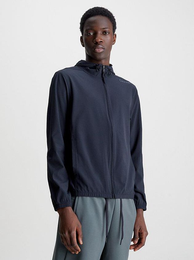 Black Calvin Klein Hooded Windbreaker Men Jacket | RTFX-60491
