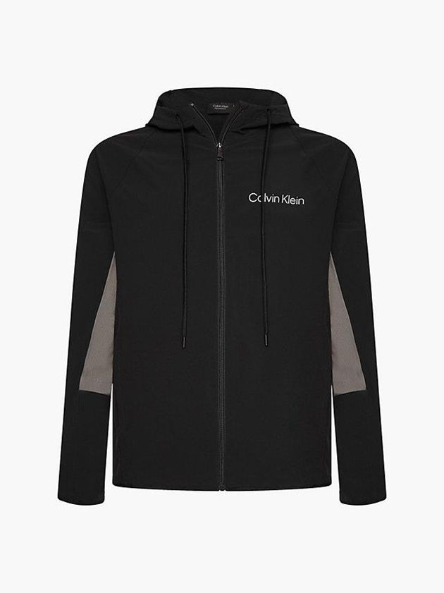 Black Calvin Klein Hooded Windbreaker Men Jacket | RHVS-46305