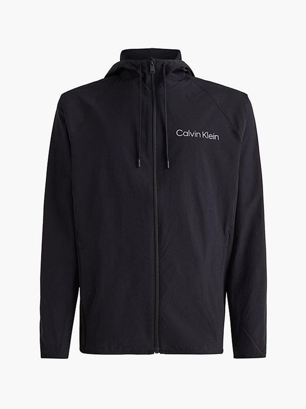 Black Calvin Klein Hooded Windbreaker Men Jacket | RHVS-46305