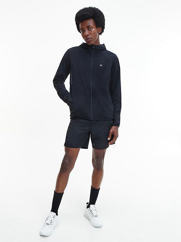 Black Calvin Klein Hooded Windbreaker Men Jacket | UZBR-73025