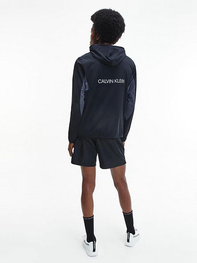 Black Calvin Klein Hooded Windbreaker Men Jacket | UZBR-73025