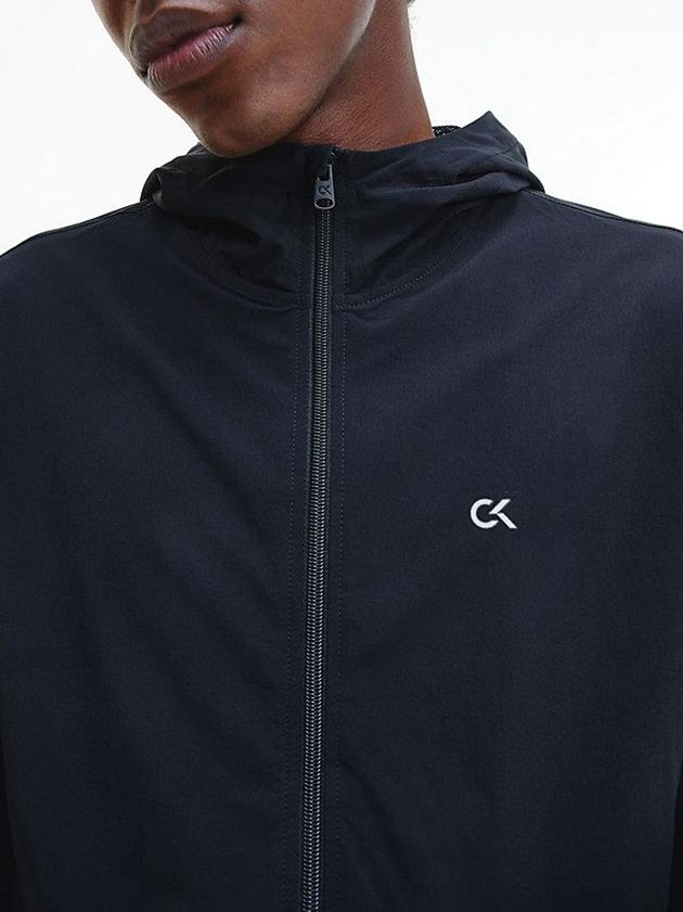 Black Calvin Klein Hooded Windbreaker Men Jacket | UZBR-73025