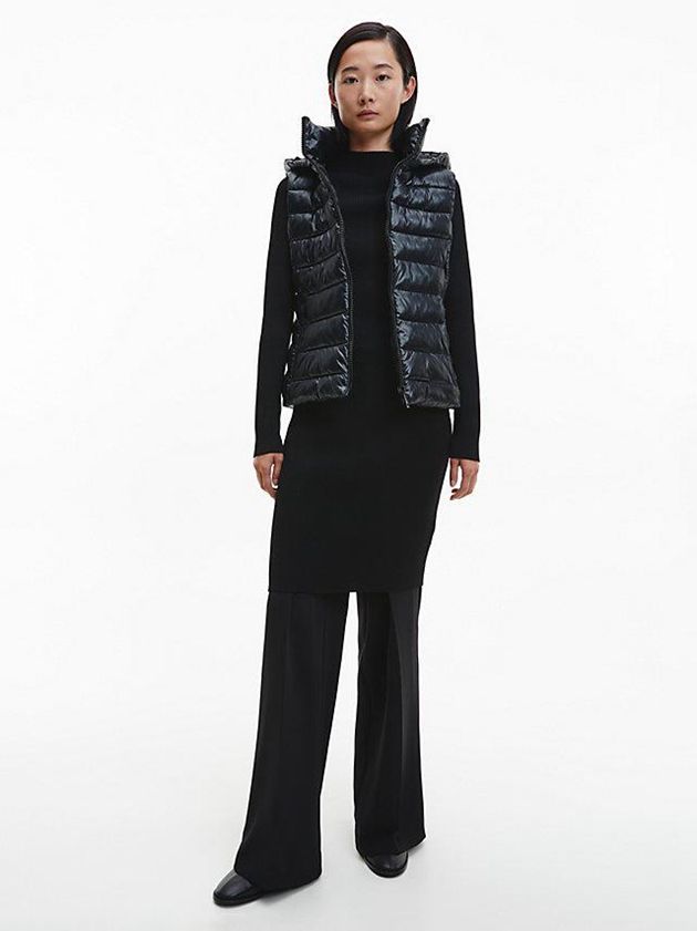 Black Calvin Klein Hooded Women Vest | EFQN-64715