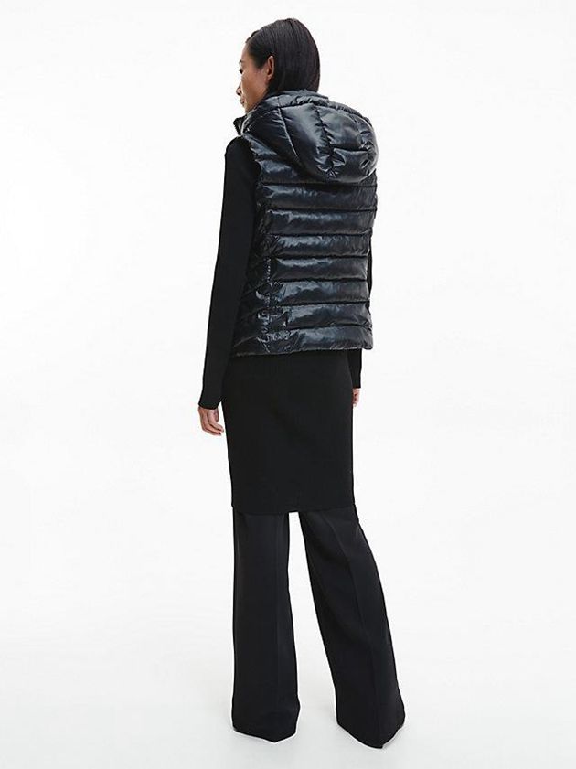 Black Calvin Klein Hooded Women Vest | EFQN-64715