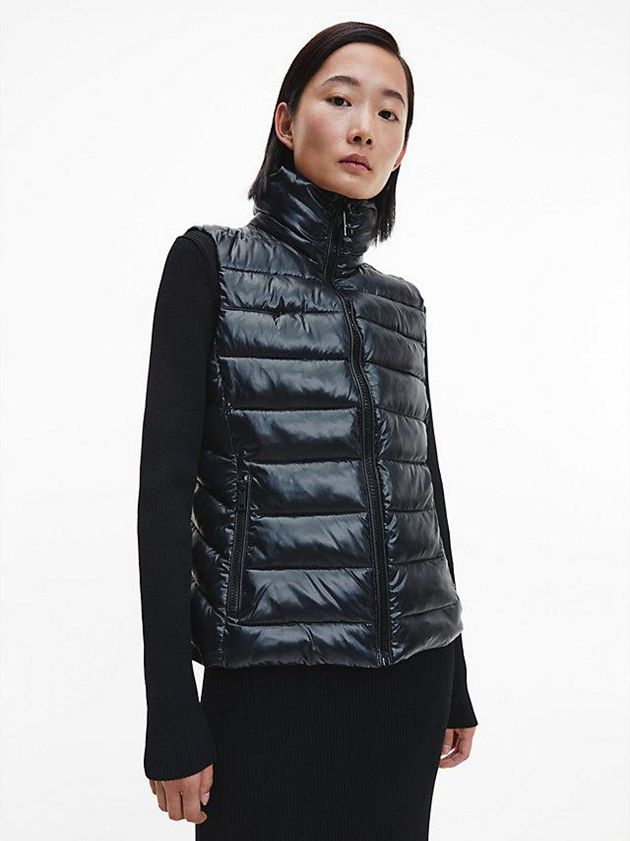 Black Calvin Klein Hooded Women Vest | EFQN-64715