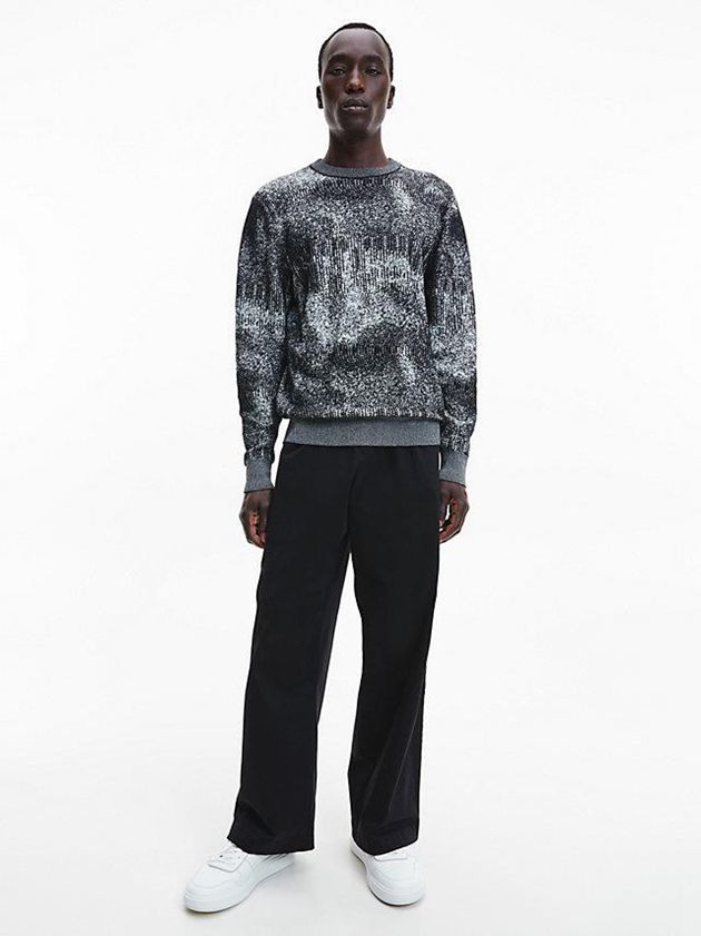 Black Calvin Klein Jacquard Men Sweater | LIDE-35196