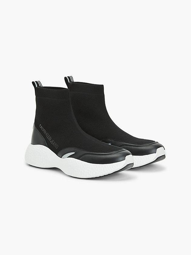 Black Calvin Klein Knit High-Top Women Sneakers | QPEL-97360