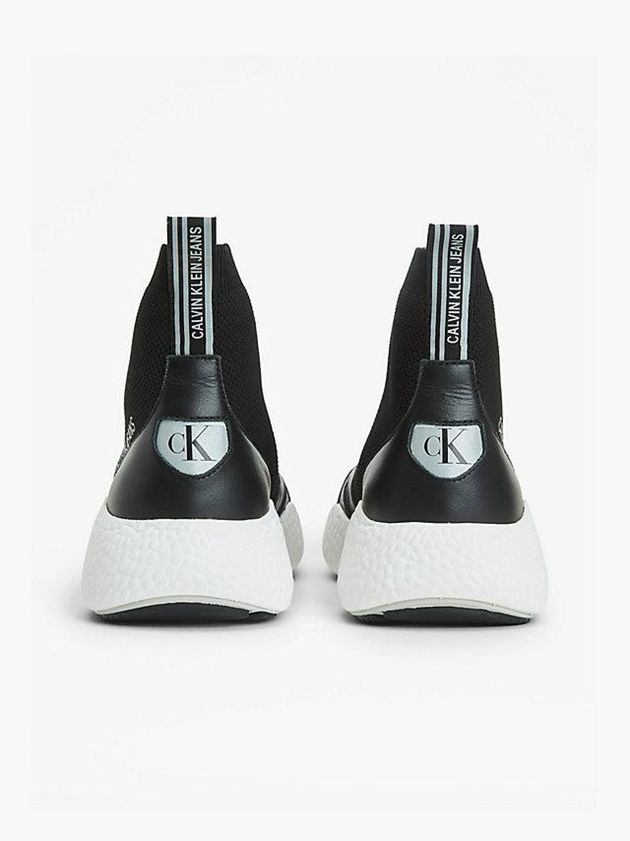 Black Calvin Klein Knit High-Top Women Sneakers | QPEL-97360