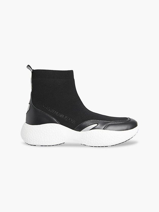 Black Calvin Klein Knit High-Top Women Sneakers | QPEL-97360