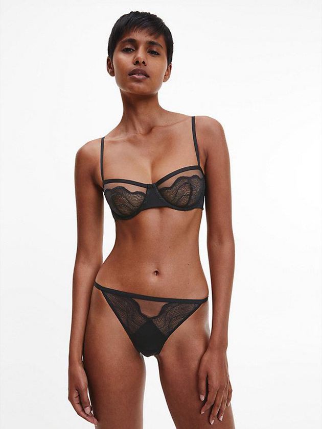 Black Calvin Klein Lace Balconette Women Bra | OMRT-13782