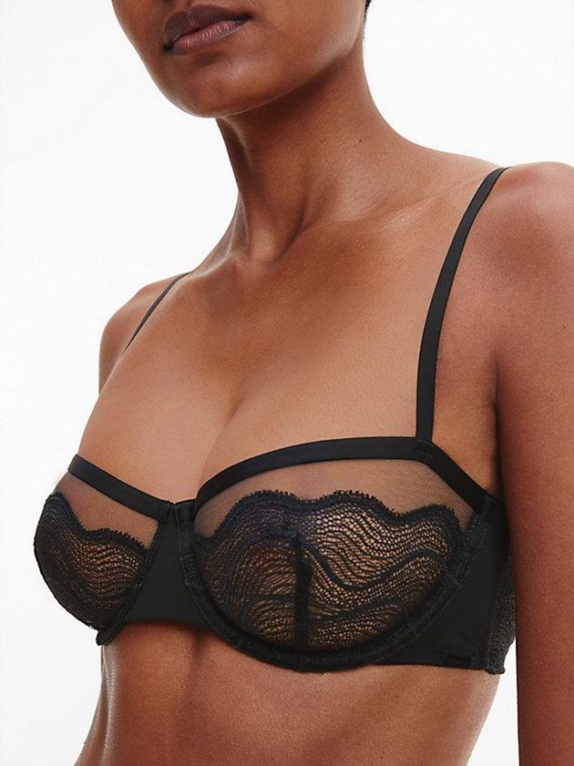Black Calvin Klein Lace Balconette Women Bra | OMRT-13782