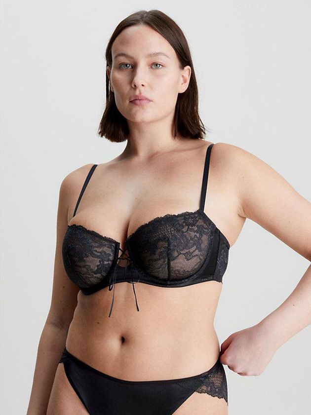 Black Calvin Klein Lace Balconette Women Bra | SGNW-48920