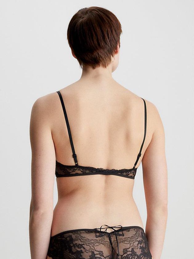 Black Calvin Klein Lace Triangle Women Bra | IQVM-84791