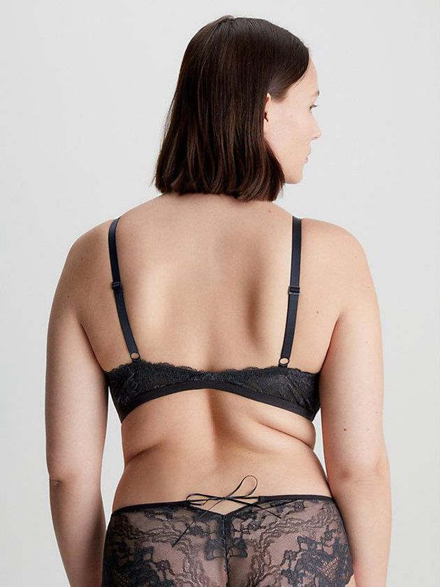 Black Calvin Klein Lace Triangle Women Bra | IQVM-84791