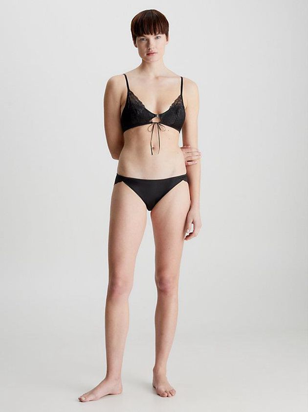 Black Calvin Klein Lace Triangle Women Bra | IQVM-84791