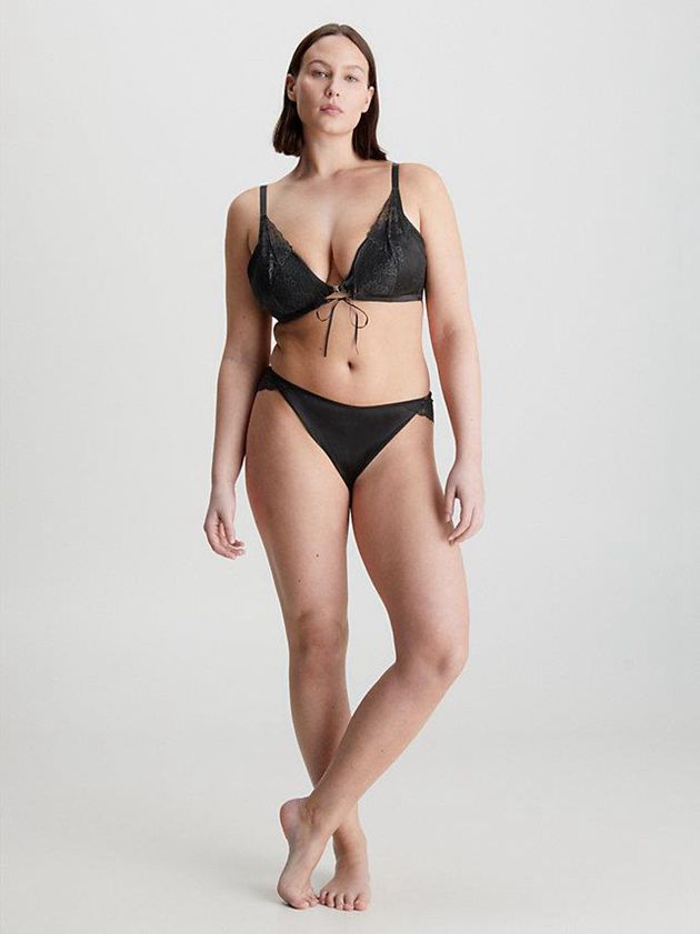 Black Calvin Klein Lace Triangle Women Bra | IQVM-84791