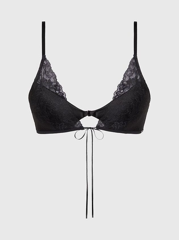 Black Calvin Klein Lace Triangle Women Bra | IQVM-84791