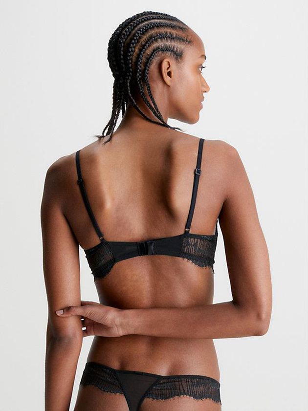 Black Calvin Klein Lace Triangle Women Bra | LFVI-31264