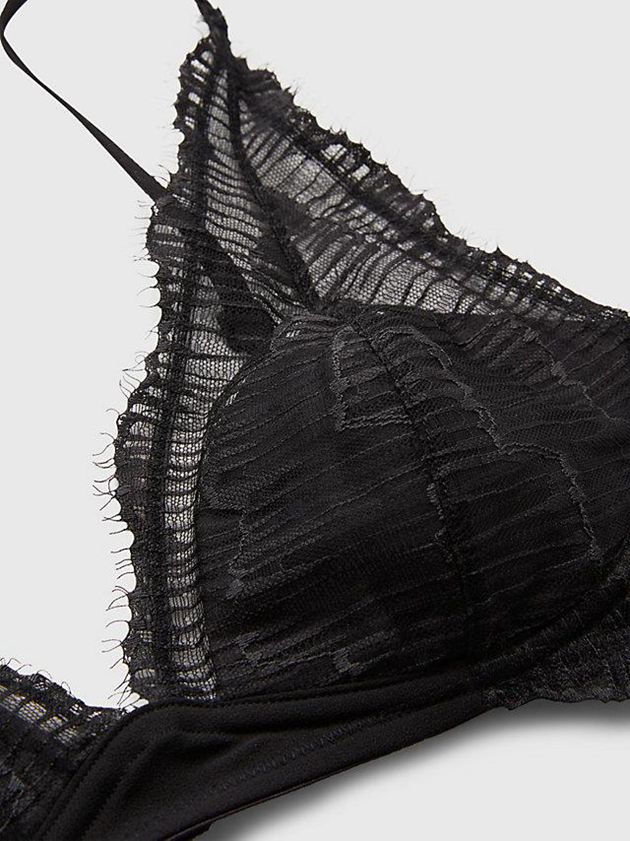 Black Calvin Klein Lace Triangle Women Bra | LFVI-31264