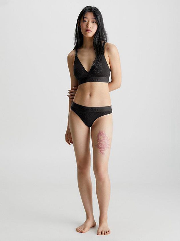 Black Calvin Klein Lace Women Thong | XMKS-47658