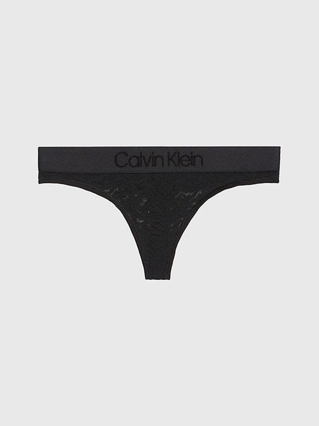Black Calvin Klein Lace Women Thong | XMKS-47658