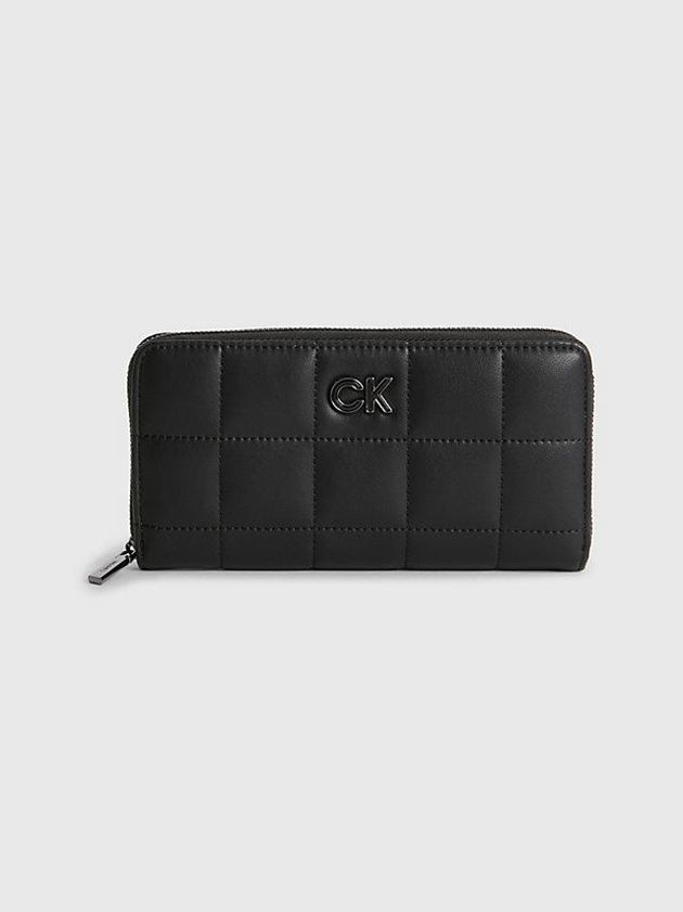 Black Calvin Klein Large Recycled Quilted Women Wallet | MAVE-72680