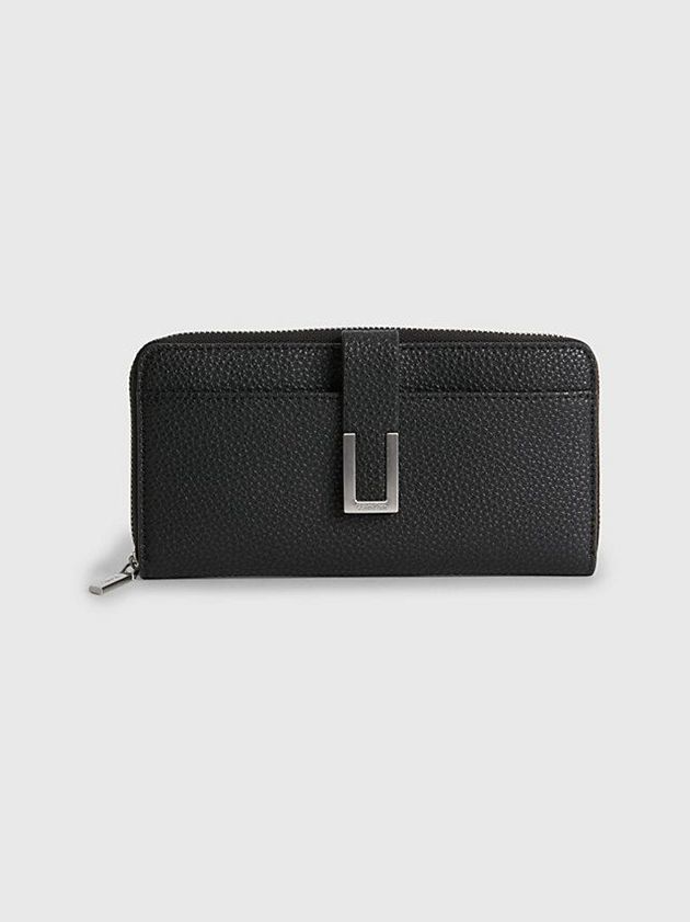 Black Calvin Klein Large Recycled Rfid Zip Around Women Wallet | AKSF-05684