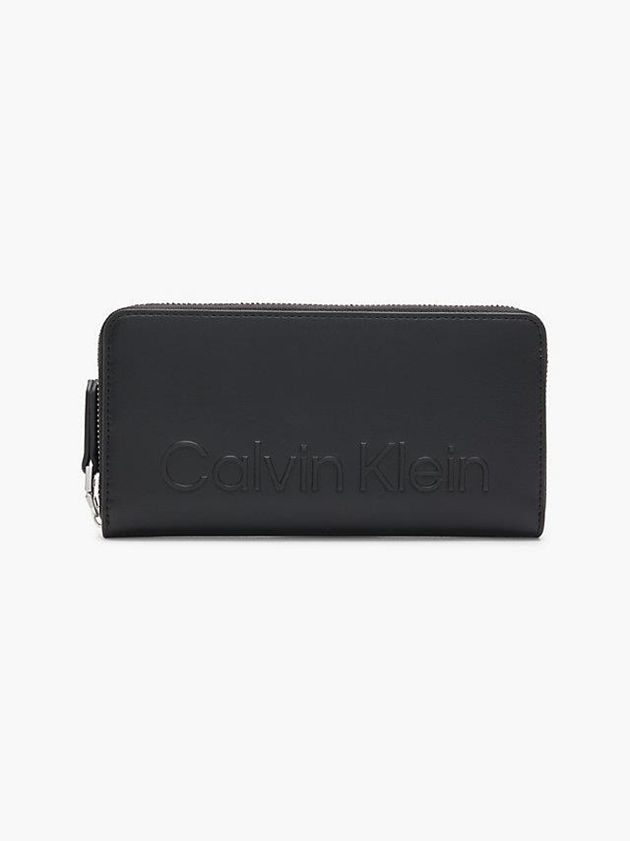 Black Calvin Klein Large Recycled Zip Around Women Wallet | JVKG-25716