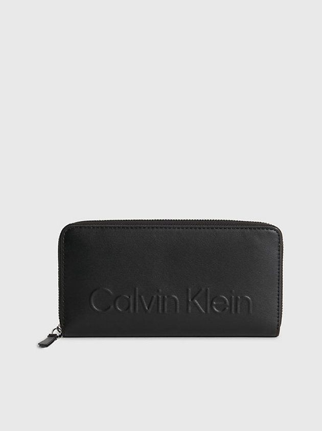 Black Calvin Klein Large Recycled Zip Around Women Wallet | PGDY-56438