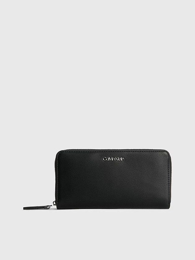 Black Calvin Klein Large Zip Around Women Wallet | TSGQ-53124