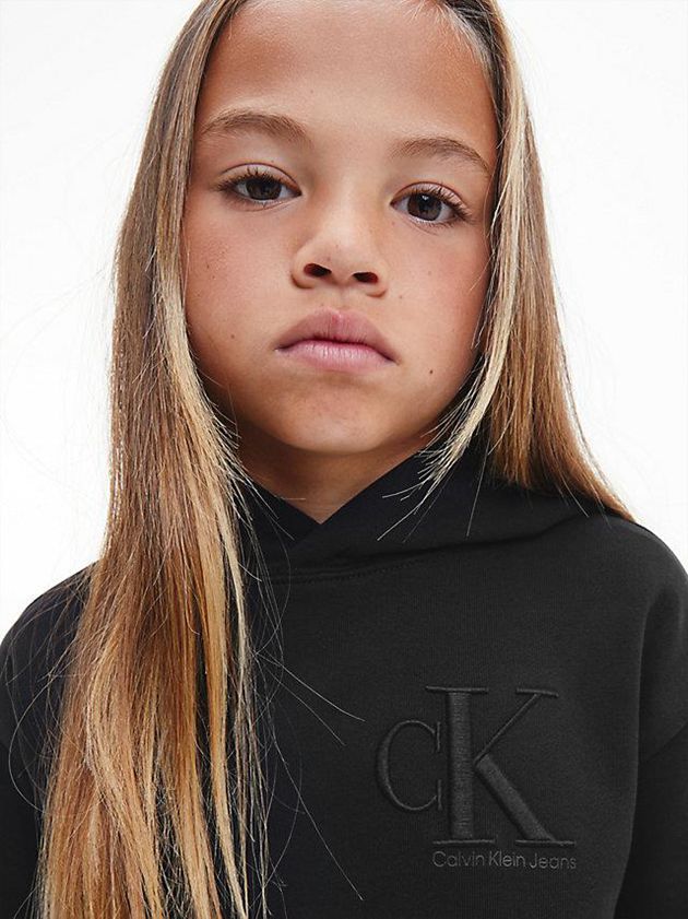 Black Calvin Klein Layered Boys's Hoodie | WLSF-51904