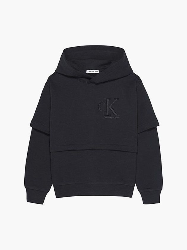 Black Calvin Klein Layered Boys's Hoodie | WLSF-51904