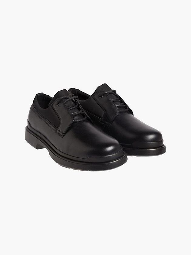 Black Calvin Klein Leather And Recycled Nylon Lace-Up Men Slip On | JWYQ-54197