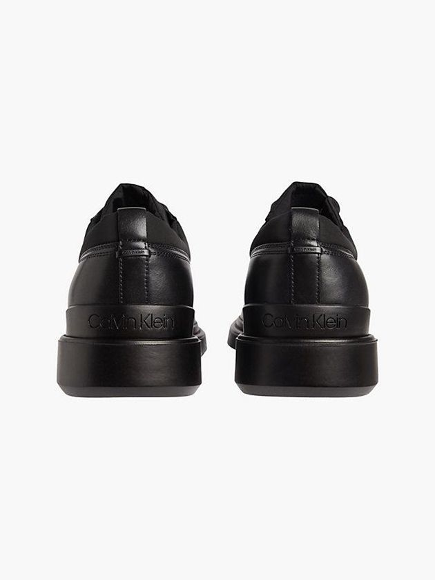 Black Calvin Klein Leather And Recycled Nylon Lace-Up Men Slip On | JWYQ-54197
