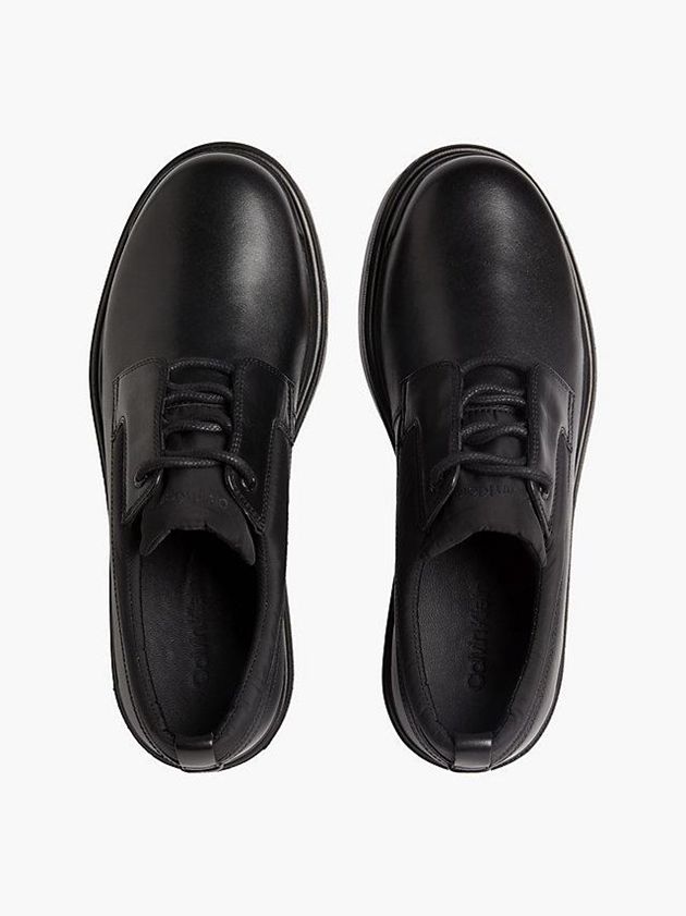 Black Calvin Klein Leather And Recycled Nylon Lace-Up Men Slip On | JWYQ-54197