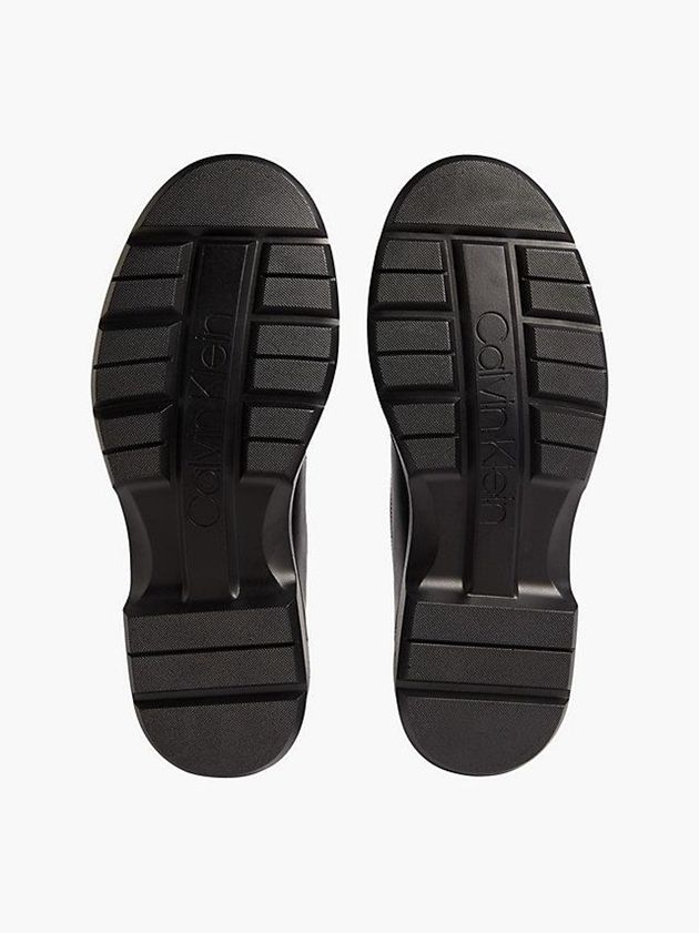 Black Calvin Klein Leather And Recycled Nylon Lace-Up Men Slip On | JWYQ-54197