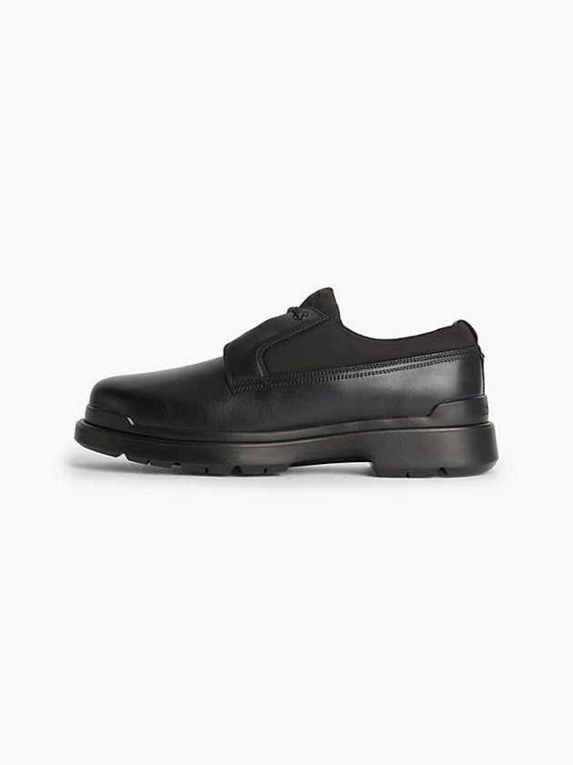 Black Calvin Klein Leather And Recycled Nylon Lace-Up Men Slip On | JWYQ-54197