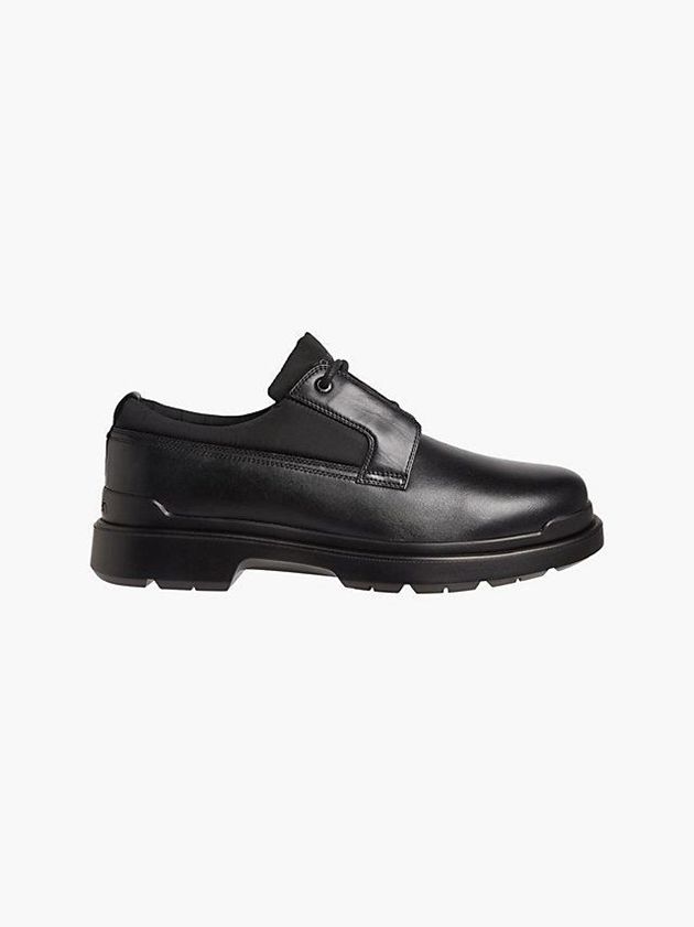 Black Calvin Klein Leather And Recycled Nylon Lace-Up Men Slip On | JWYQ-54197