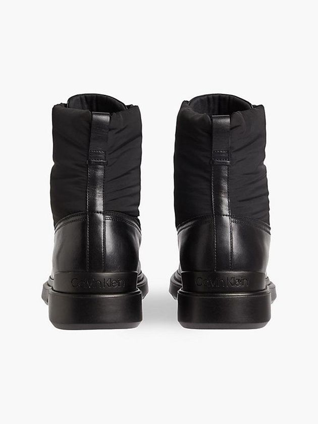 Black Calvin Klein Leather And Recycled Nylon Men Boots | FRBX-29018