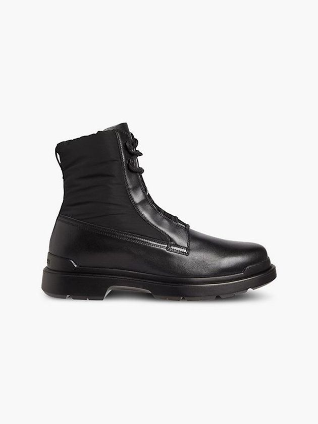 Black Calvin Klein Leather And Recycled Nylon Men Boots | FRBX-29018