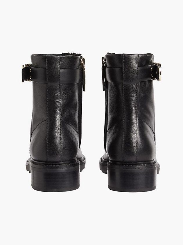 Black Calvin Klein Leather Ankle Women Boots | RKCB-35612