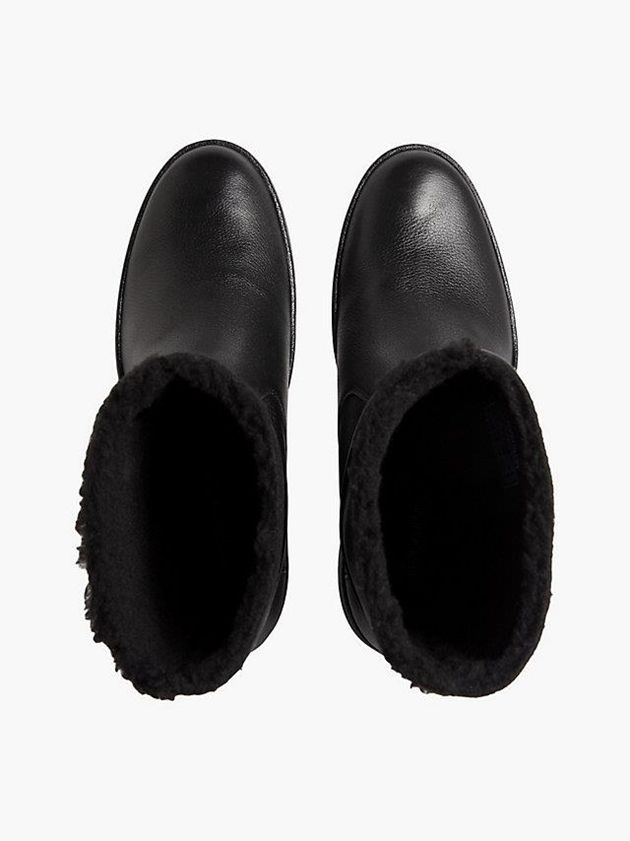 Black Calvin Klein Leather Ankle Women Boots | TOLV-01763