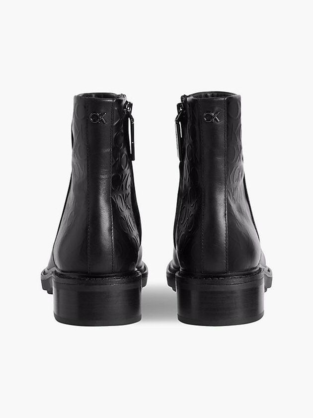 Black Calvin Klein Leather Ankle Women Boots | JEXG-72681
