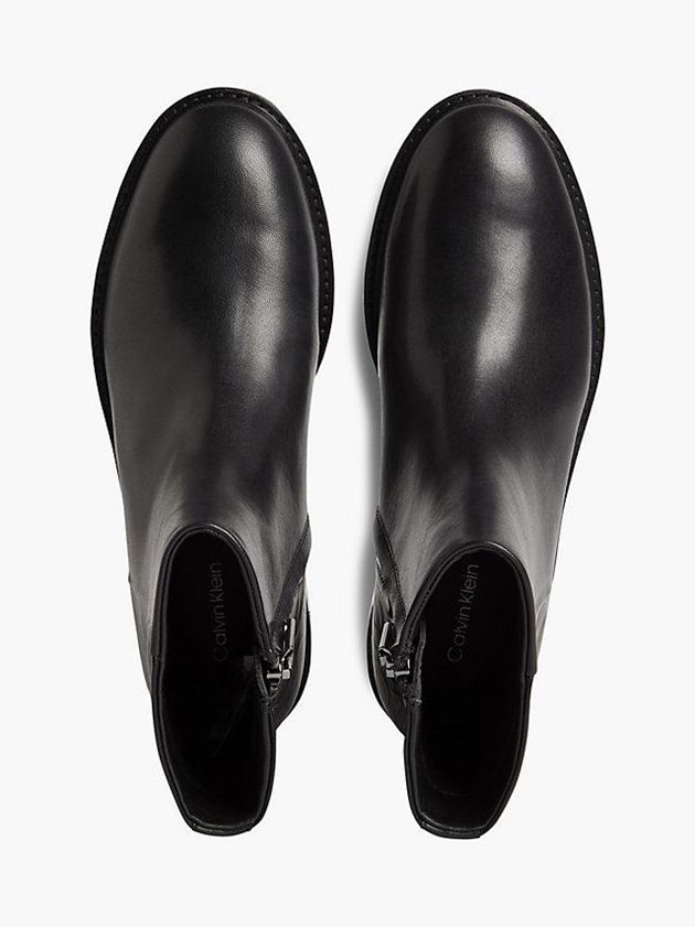 Black Calvin Klein Leather Ankle Women Boots | JEXG-72681