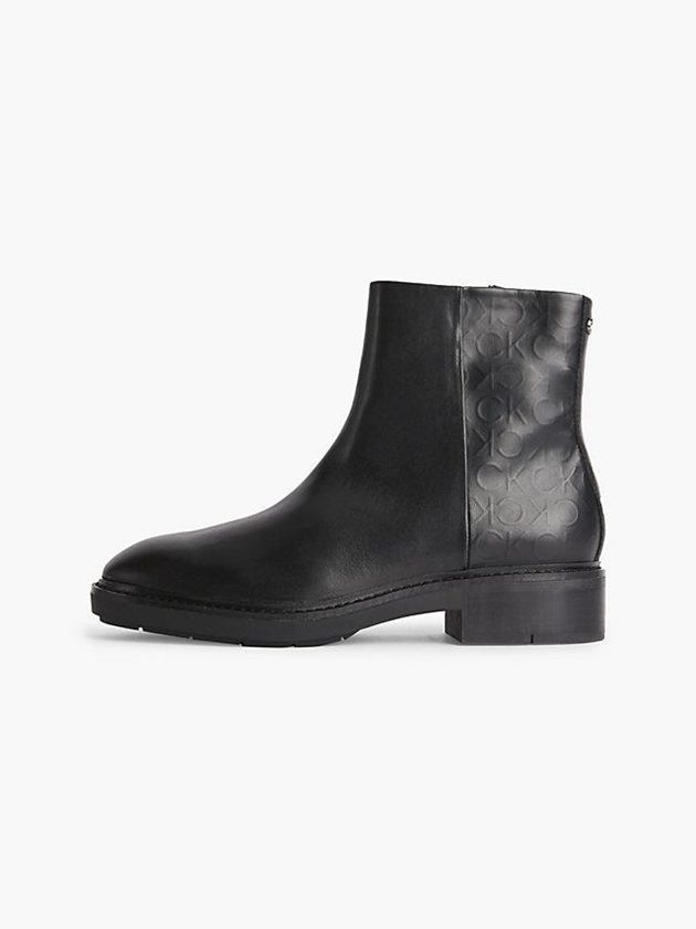 Black Calvin Klein Leather Ankle Women Boots | JEXG-72681