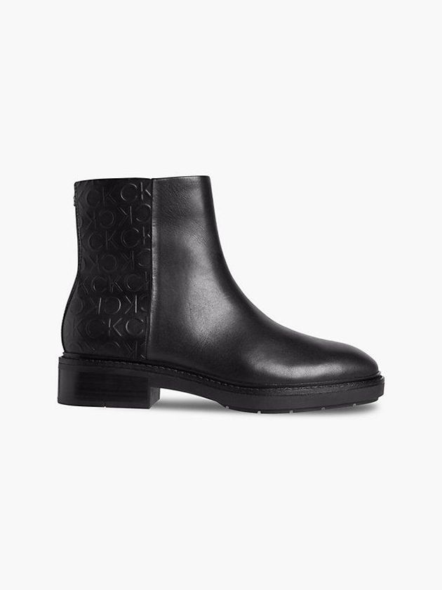Black Calvin Klein Leather Ankle Women Boots | JEXG-72681