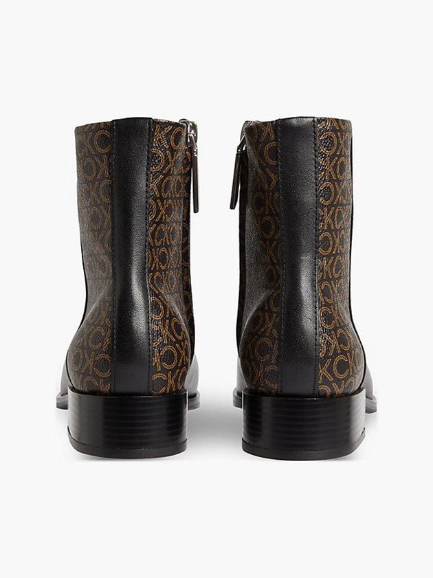 Black Calvin Klein Leather Ankle Women Boots | EMOA-50173