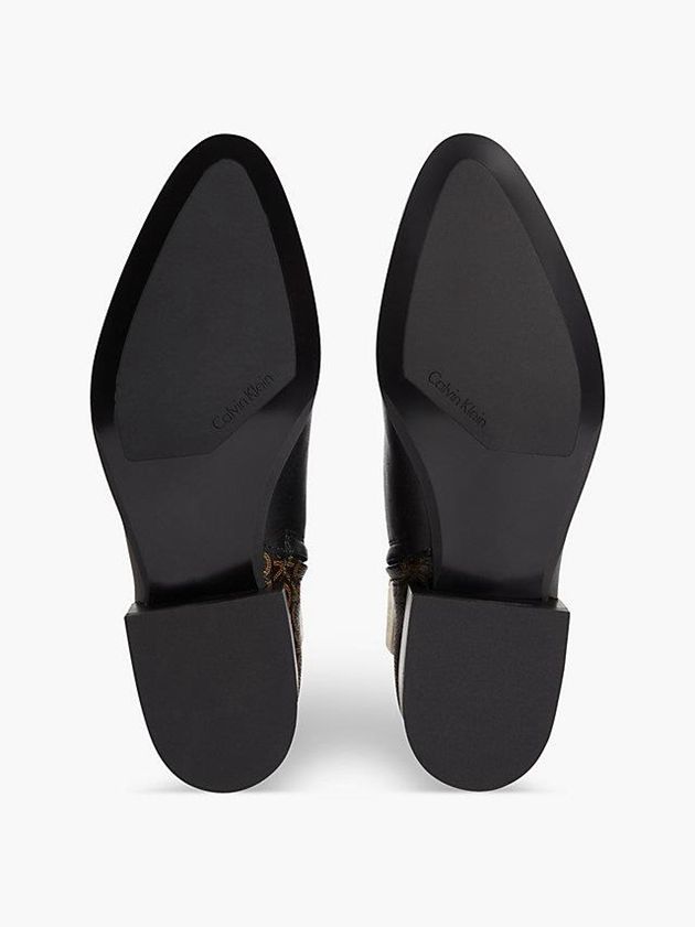 Black Calvin Klein Leather Ankle Women Boots | EMOA-50173
