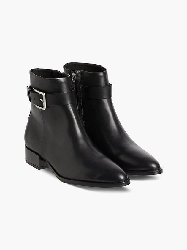 Black Calvin Klein Leather Ankle Women Boots | FXBP-68430